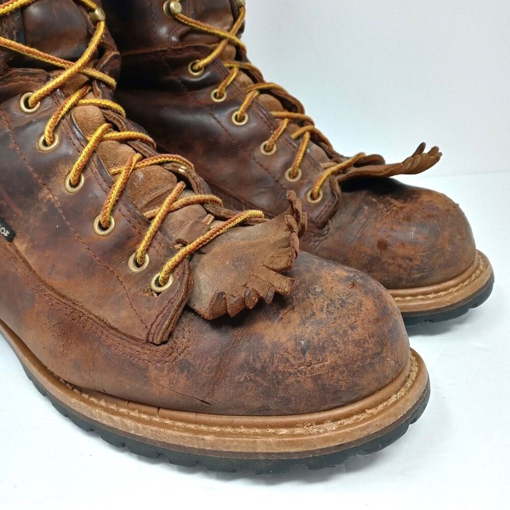 Carolina Brown Leather Work Boots Mens 12D Safety Toe EH Waterproof - Picture 4 of 12